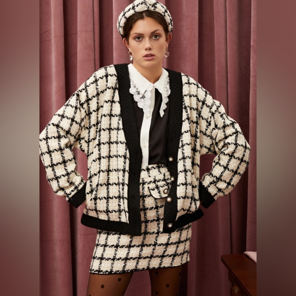 Sister Jane Tweed Cardigan Blazer Jacket XS